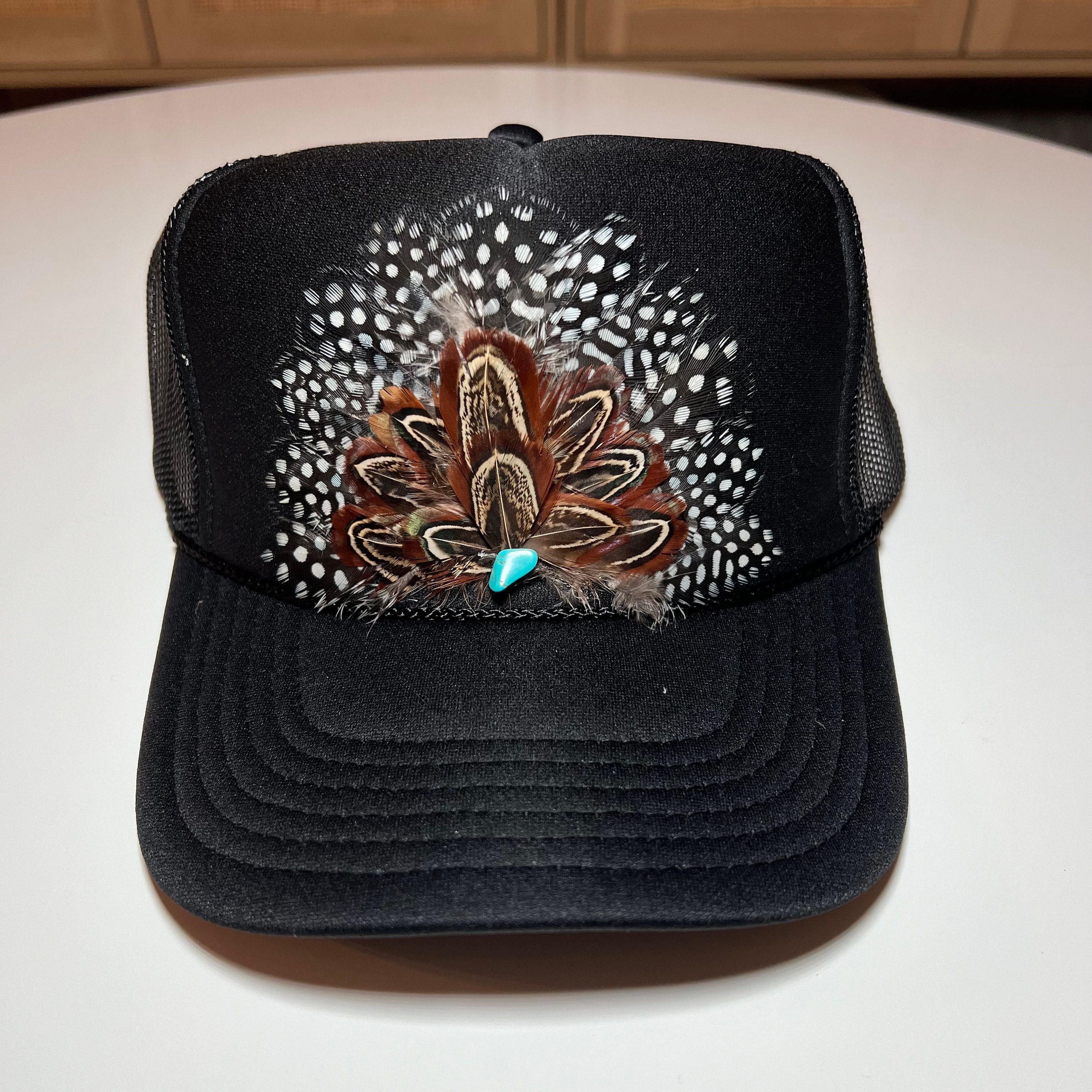 Custom Hat Band with Feathers Bandana Bling Rhinestone Concho Succulen