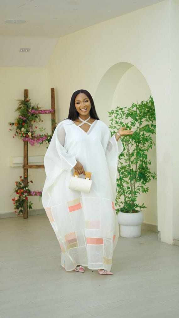 flowy kaftan dress Sheer Dress: Geometric Color Block, One Size USAPROMO-SEPT26