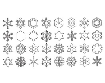 32種類の雪の結晶の刺繍デザイン | 冬用ミシン刺繍ファイル (PES DST JEF VP3)