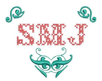 カスタムクロスステッチモノグラム - パーソナライズされたフォークアート刺繍ファイル（デジタルダウンロード）