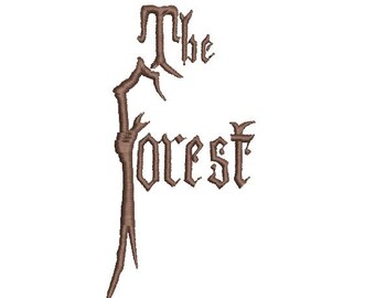 ゴシック調の森の刺繍デザイン｜木の枝の文字（デジタルダウンロード）