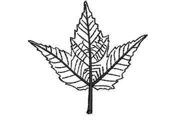 ミニマルな葉っぱの刺繍デザイン｜線画パターン（デジタルダウンロード）