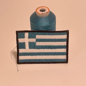 Badge, Greece patch, sew on, Iron On Embroidered Greece Flag