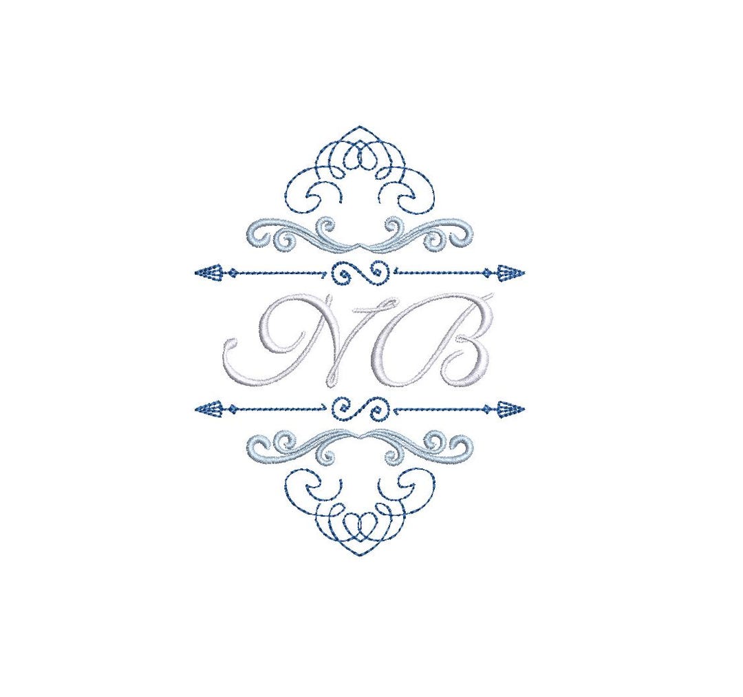 Custom Filigree Monogram Embroidery Digitizing - Ornate Scroll Initials ...