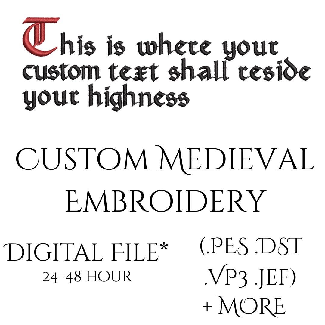 Custom Medieval Gothic Embroidery Digitization (digital File) - Etsy