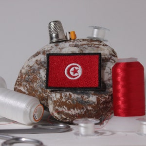 badge, Tunisia patch, Iron on Embroidered Tunisian Flag