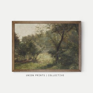 Vintage Forest Landscape Wall Art | Serene Woodland Printable Art | Lush Green Nature Digital Download | Rustic Landscape Art Print | L-172