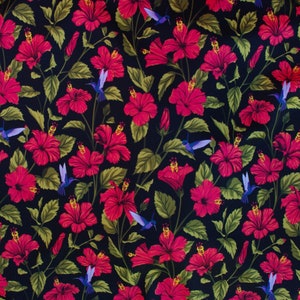 Red Hibiscus Flowers 
Fabric by Gaetano Motisi