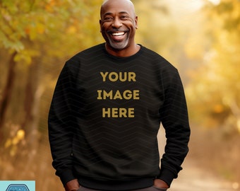 Older Man Men's Black Gildan 18000 Sweatshirt Mockup Unisex Gildan Sweatshirt Mockups Crewneck Sweater JPG Digital Download African American