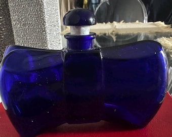 Baccarat 1930s cobalt blue Bow Tie Guerlain perfume bottle