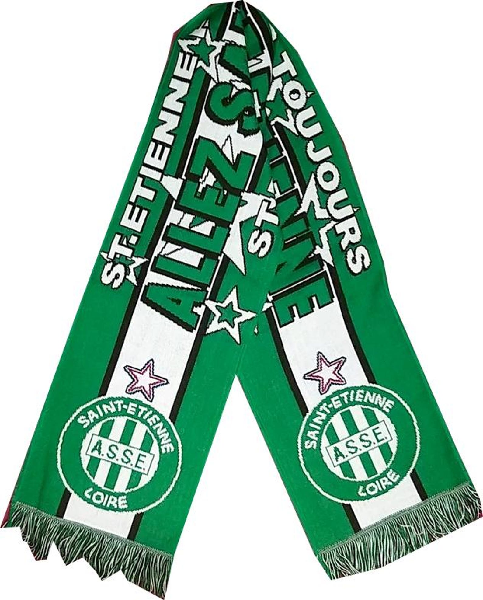 Écharpe AS Saint-Étienne Vintage – Années 80/90 – Noir Et Vert – Neuve