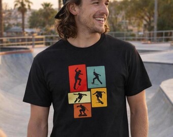 Skateboarding T-Shirt, Skateboarding Silhouettes, Kickflip Shirt, Ollie Shirt, Skating Design T-Shirt