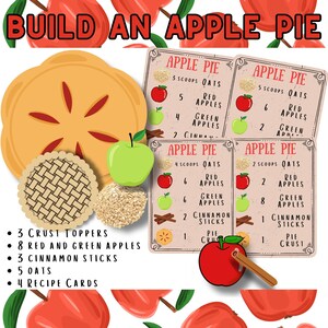 Atividade para imprimir com torta de maçã - Brincadeira de faz de conta com torta de maçã - Atividade sensorial para imprimir com torta de maçã - Brincadeira de faz de conta - Faça uma torta de maçã - DOWNLOAD DIGITAL