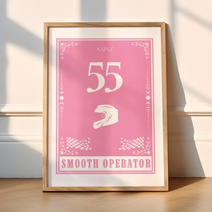 Sainz F1 Smooth Operator Pink Poster - Aesthetic Tarot Racing Decor, Formula 1 Wall Art, Motorsport Gift