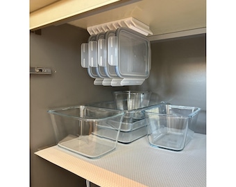 Under Shelf Lid Organizer for IKEA 365+ Food Containers - No Drilling, Holds 3-8 Lids - 3D Printed Cabinet Rack