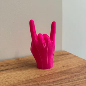 1 pièce - Statuette de main rock – Main à cornes de diable imprimée en 3D en PETG « Rock On » | Cadeau original pour les fans de musique et de métal (Matériau : PETG)