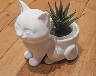 1 pc - Cat Planter, Cute Cat Pot, Succulent Planter, Cat Lover Gift, Indoor Plant Pot, Cat Sculpture, 3D Printed Planter (Mat:PETG)