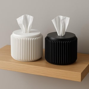 1 pc - Modern Tissue Holder | 3D Printed Round Wavy Napkin Dispenser | Minimalist Home Decor | Bathroom & Desk Tissue Box (Material:PETG)