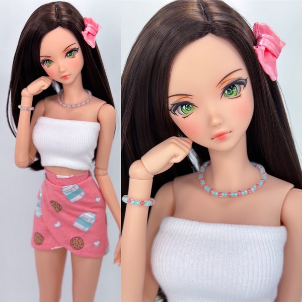 Smart doll clothes / outfit set/-top, skirt, hair bow, necklace and bracelet