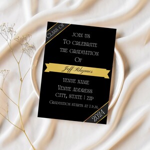 2024 Graduation Invitation- black and gold
