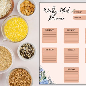 Weekly Meal Planner Pink Floral
