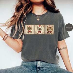 Comfort Colors® vintage cat shirt, vintage valentine shirt, cat person gifts, cat shirt for women, gift for cat lovers, cat graphic shirt.