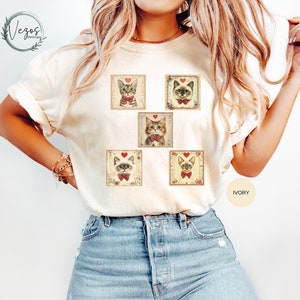 Comfort Colors® vintage cat shirt, vintage valentine shirt, cat person gifts, cat shirt for women, gift for cat lovers, cat graphic shirt.