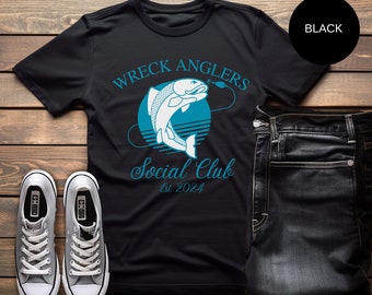 Wreck Anglers Social Club T-Shirt, Fishing Gift for Dad