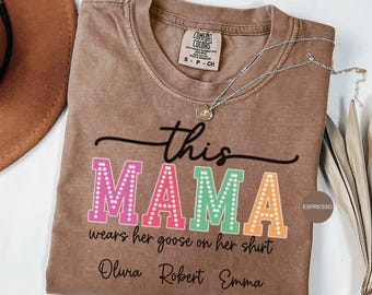Comfort Colors® Custom Mama Goose Shirt, Mothers Day Gift, Cute Mom Shirt, flower Mama Goose, Pregnancy Reveal Gift, New Mom Gift, cute goos