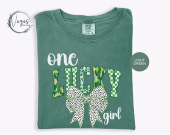 one lucky girl Comfort Colors® shirt, green lucky day tee, st patricks lucky shirt, st patricks girl, mama st patrick's day shirt, retro st