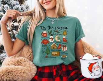 Tis The Season Comfort Colors shirt, Christmas Tis The Season shirt, Merry Christmas Shirt, Christmas Cookies shirt, Retro Holiday Party Tee