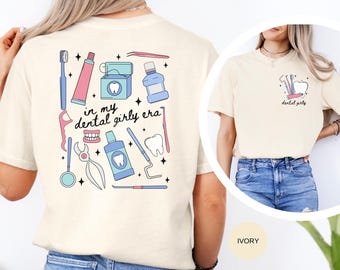 Comfort Colors®Dental Girly Shirt Dental Hygienist, Gifts Dental Hygiene, Dentist Graduation shirt, Trendy Hand Drawn, Dentist Office