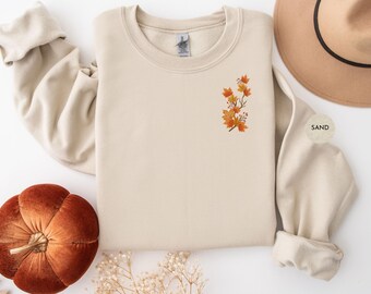 Autumn fall flowers sweatshirt, autumn leaves sweatshirt, best fall trendy sweatshirt, cute autumn mama gifts, pumpkin season sweatshirt,