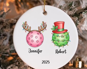 Custom couple Pickleball Ornament, Personalized Pickleball Ornament, Funny Pickleball Player Gifts