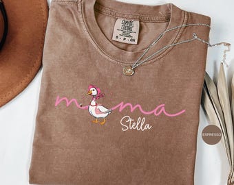 Comfort Colors® Custom Mama Goose Shirt, Mothers Day Gift, Cute Mom Shirt, flower Mama Goose, Pregnancy Reveal Gift, New Mom Gift, cute goos