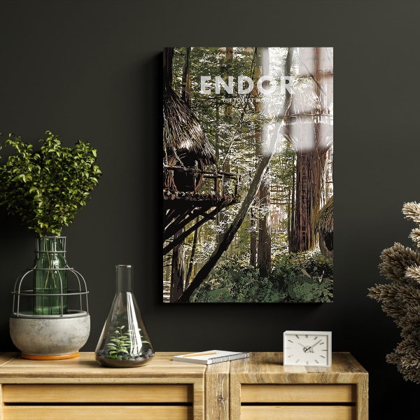 Endor Travel Poster, Glass Wall Art, Modern Colorful Wall Decor, Travel Prints, Wall Art Set, Home Gift Wall Hangings, Star Wars Inspired