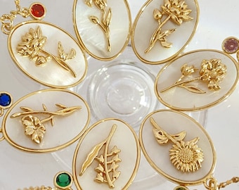 Mes de nacimiento Collar de cobre con colgante de concha de flor