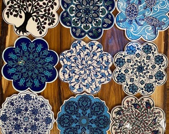 Traditional Turkish Handmade Ceramic Trivet, Hot Pot Holder, Cup Holder, Kitchen Counter top, Housewarming Gift, Perfect for Christmas