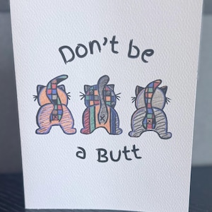 Original handgezeichnete Katze, Muttertag, Geburtstag, Blanko-Grußkarte, Dankeskarte, Beileid 10,5 x 14 cm