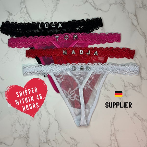 Unterwäsche mit Namen  -  String mit Name / Personalisierterer Tanga String mit Name / Valentinstag Geschenk / Geschenk für Freund