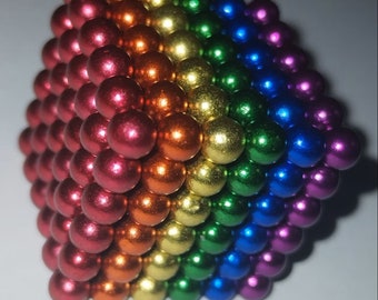 216pcs Magnetic Balls, Toy, Rainbow, Coloured, 6 Colours, 5mm, Stress Relief, Fidget, Cube, Gift