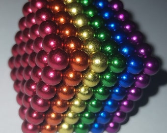 216pcs Magnetic Balls, Toy, Rainbow, Coloured, 6 Colours, 5mm, Stress Relief, Fidget, Cube, Gift