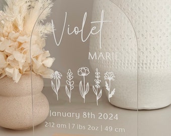 Custom Baby Name Decoration Birth Announcement Plaque Newborn Stats ...