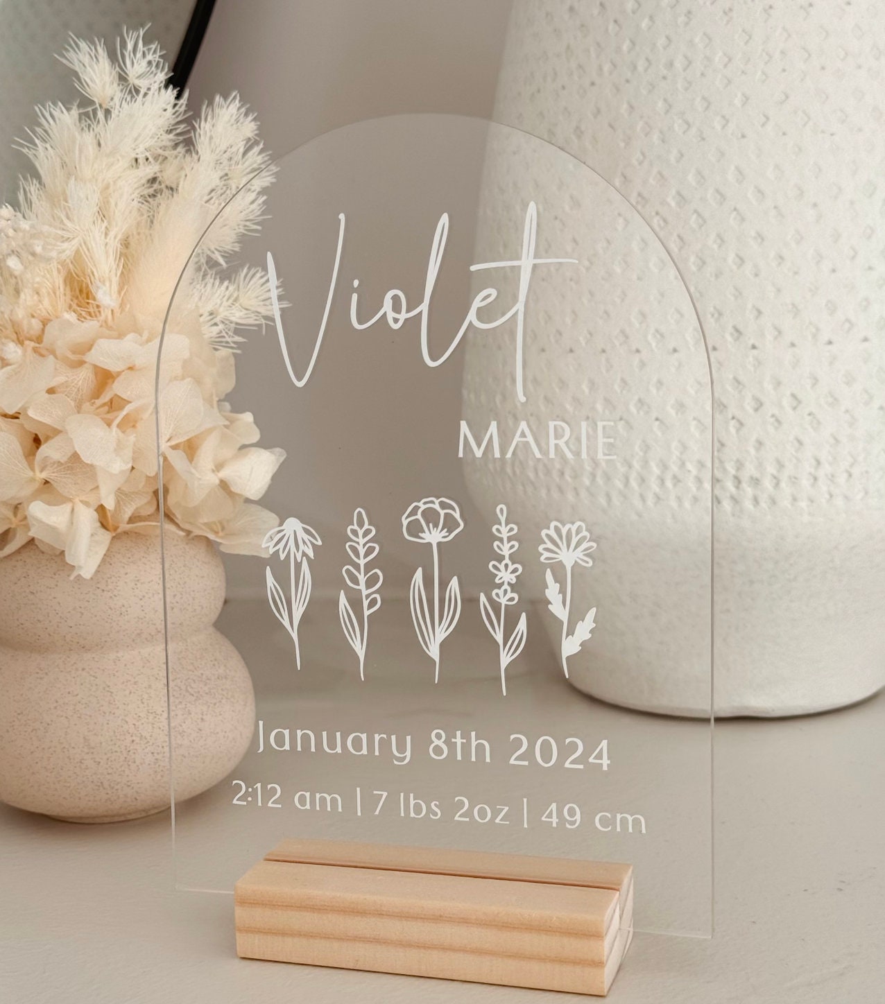 Custom Baby Name Decoration Birth Announcement Plaque Newborn Stats ...
