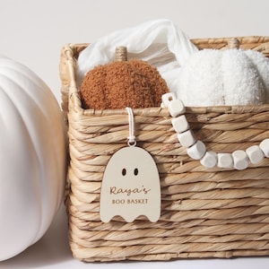 Halloween Boo Anhänger - Geschenktüte Anhänger - Holzanhänger mit Gravur