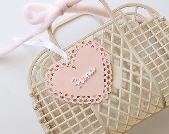 Personalized Acrylic Heart Gift Tag, Valentine's Day Basket Tag