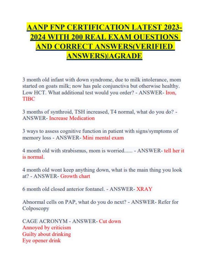 Latest 2024 AANP FNP Certification With 200 Real Exam Q&a Included