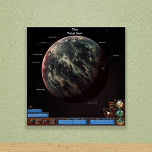 Rachni Homeworld of Suen, videogameposter, hoogwaardige scifi-kaartafdruk met infografiek. Gamekunst, digitale download JPG.