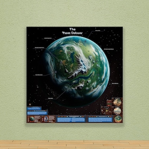 Elcor thuiswereld van Dekuuna, videogameposter, hoogwaardige Sci-Fi Infographic Lore Map Print. Spelkunst, digitale download JPG.