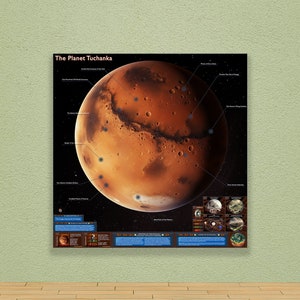 Krogan Homeworld of Tuchanka, videogameposter, hoogwaardige scifi-kaartafdruk met infografiek. Gamekunst, digitale download JPG.